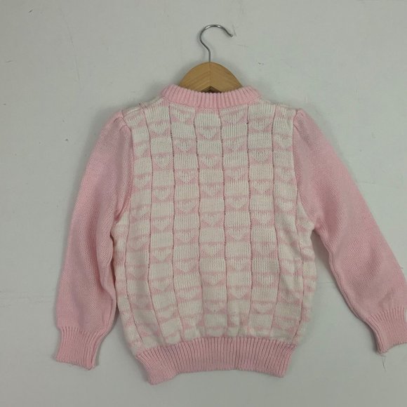 Vintage Kids Classics Girls S 4/5 Acrylic Sweater Hearts Pink White Kawaii - Picture 5 of 5